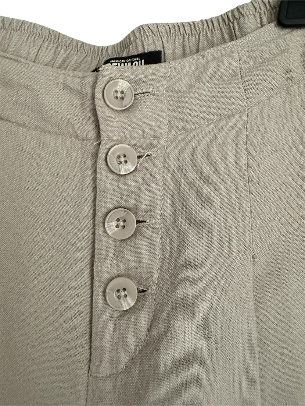 Capris linen mix Button-Front Elastic Waist Pants size 6 - Picture 2 of 5